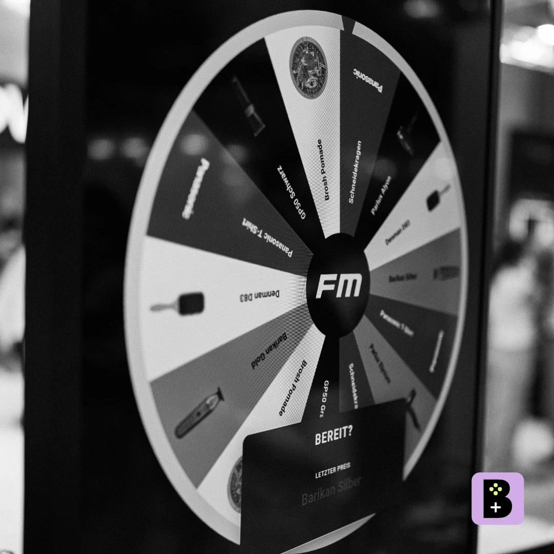 DIGIUP Screen mit Glücksrad-Interaktion auf der Top Hair